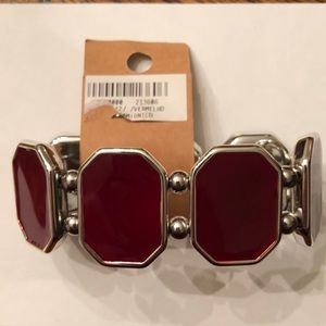 Maroon / silver stretchy bracelet